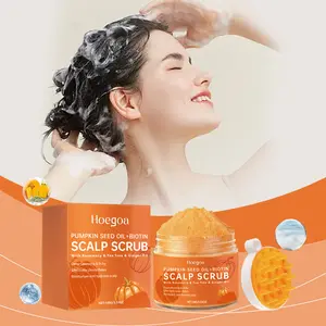 Scalp Scrub, Pumpkin Seed Oil Scalp Exfoliator With Biotin & Rosemary, Sulfate Free Scalp Detox for Itchy Scalp & Dandruff & Buildup Removal & Hair Growth, Hair Scrub with Scrubber