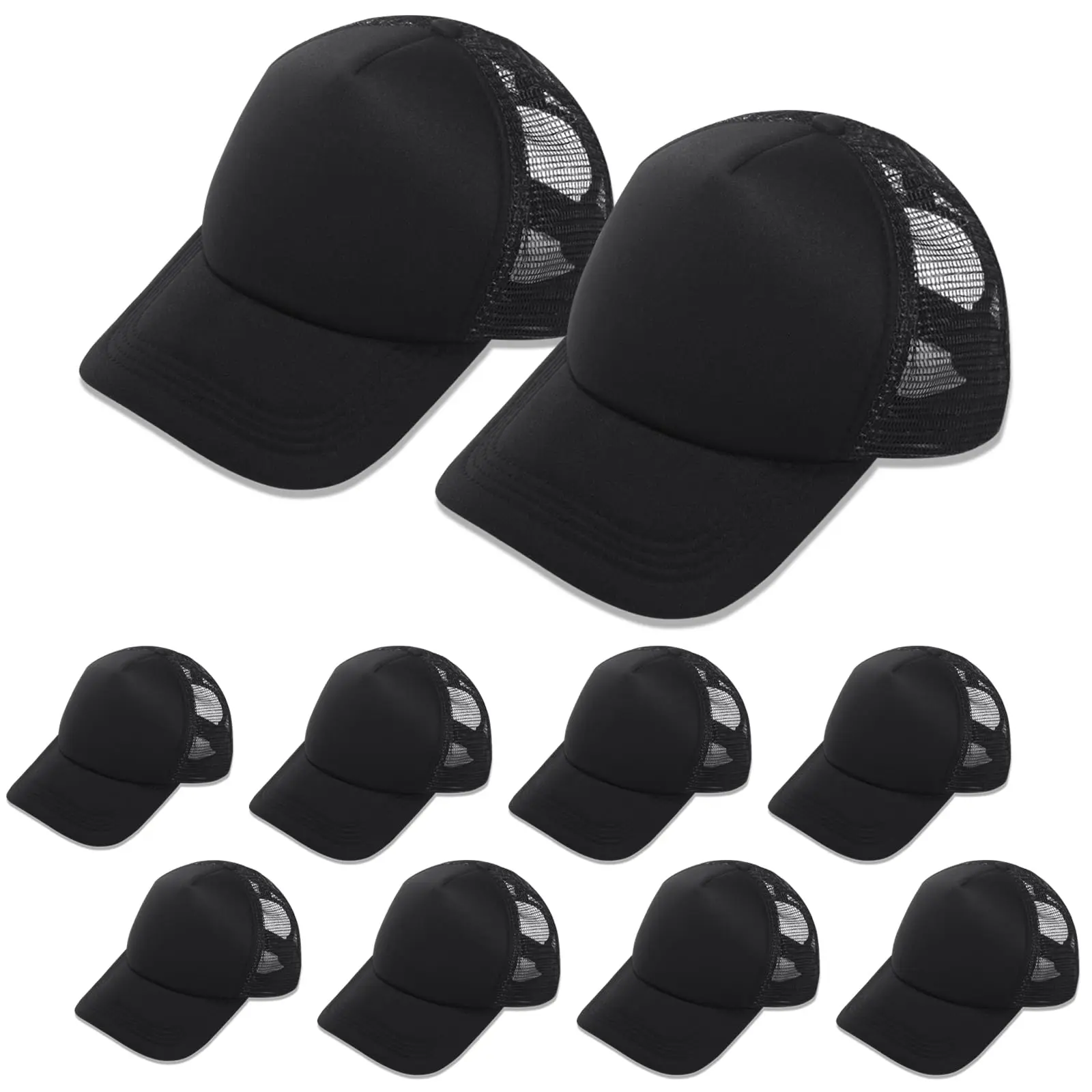 10 Pack Sublimation Blank Baseball Cap Adjustable Hat Polyester Mesh Trucker Hats For Men And Women