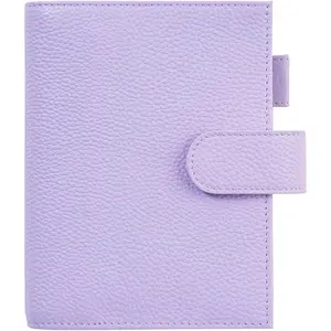 Leather Cover for A6 Notebooks - Fits Hobonichi Original, Stalogy and Midori MD Planners, with Pen Loop, Card Slots and Back Pocket (Pebbled-Lavender, A6+)