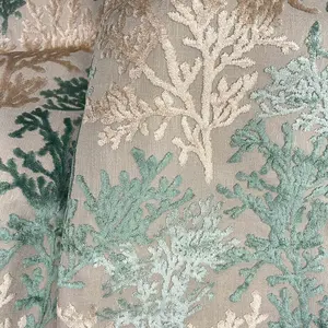 BARBADOS - CORAL PATTERN CUT VELVET UPHOLSTERY FABRIC BY THE YARD
