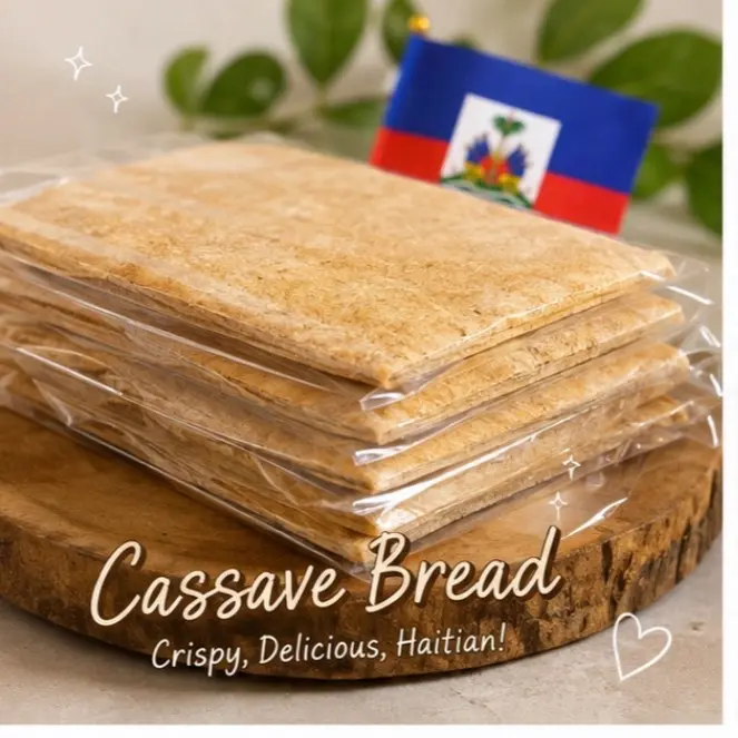Crispy Crunchy Haitian Cassava Bread - Traditional Gluten-Free Fried Snack with Strong Texture, Thick Cracker-Like, 3 Pack (6 Pieces)