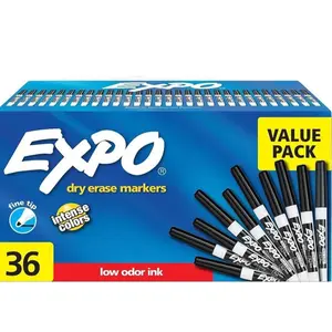 Fine Tip Dry Erase Markers, White Board Markers Dry Erase, Low Odor, Black, 36-Count