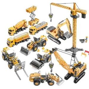 Alloy Metal Construction Vehicle Set - Realistic Engineering Truck Toy with Movable Parts, Simulation Model Gift for Boys