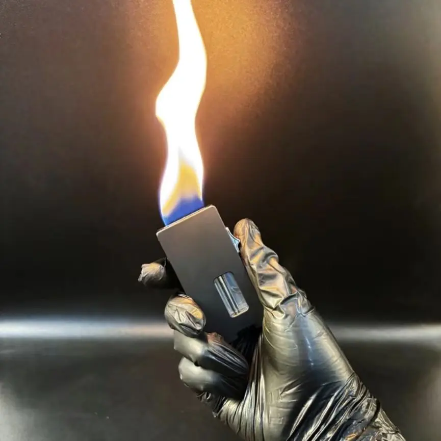 Elegant Black Windproof Lighter with Extra Wide Soft Flame - Smart Shake Ignition, Rechargeable Zinc Alloy Electronic Lighter, Transparent Window for Candles and Aromatherapy - Ideal Men's Gift for Outdoor Camping (Excludes Butane Gas)