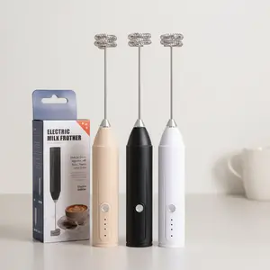 Electric Milk Frother, Handheld Electric Foam Maker, Drink Mixer with Stainless Steel Whisk for Coffee, Matcha, Lattes, Cappuccino, Rechargeable Milk Frother