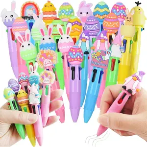 24 count Easter 4-in-1 Ballpoint Pens|Colorful Cartoon Kawaii Pens |with Easter Eggs,,Rainbows,Chicken,Cute Ballpoint Pens|Bulk Fun  Pens Easter  exchange Easter filling