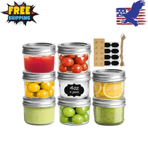 Mini Mason Jars with Lids and Seal Bands 4oz - 8 Pack