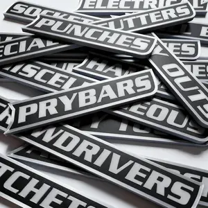 12 Pack Magnetic Toolbox Labels – Reusable 3D-Printed Tool Box Tags with Firm Magnetic Grip for Steel Toolboxes, Drawers, Carts & Cabinets (Black)