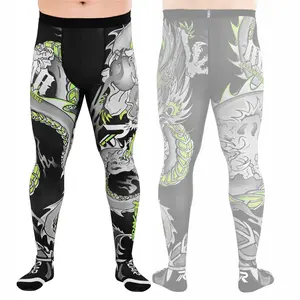 ROAR-INT Men’s Dark Green MMA BJJ Spats – No-Gi Grappling Jiu Jitsu & Yoga Compression Workout Pants