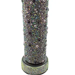 Purple pearl and rhinestone mix tumbler.