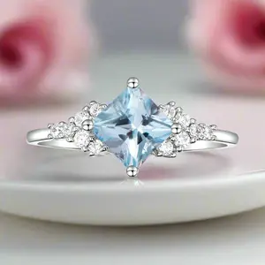 Nano Sky Blue Topaz Stone Engagement Ring