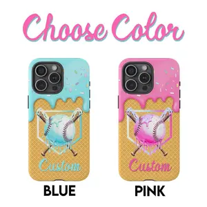 Personalized Baseball Drip Phone Case, Iphone 17 16 15 14 Samsung, Ice Cream Drip Baseball Stuff Custom, Personalized Baseball Gift, Wireless, Customized