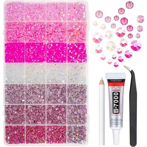 28 Types Pink Jelly Resin Rhinestones for Bedazzling Crafting 3mm-6mm Flatback Colorful Hot Pink Stones Gems Diamonds for Nails Face Eyes Makeup DIY Crafts Tumblers Bottles Clothes Shoes Phones