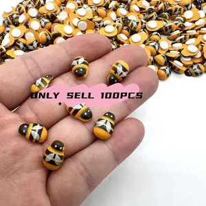 Mini Wooden Bee Decorations, 100 Self-Adhesive Bees with Wings & Stripes, Perfect for Scrapbooks, Scrapbooking, Parties, Home Wreaths, Crafts, DIY Projects