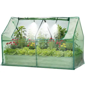 [FLASH SALE] Garvee 3-in-1 Raised Garden Bed Kit with Greenhouse Cover & Self-Watering – Galvanized Metal Planter Box, Irrigation & Insect Mesh, Outdoor Vegetable & Flower Box – Durable, Beige, 180x90x30cm
