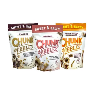 Chunk Nibbles Sweet and Salty Snacks | Variety Pack Snack Mix | Original, S'mores, and Peanut Butter Chocolate Flavor | Sweet Treats for Kids and Adults | 4.25oz | 3 Resealable Packs