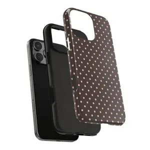 Pink & Brown Polka Dot Phone Case for Iphone 16 15 14 13 12 11 Pro Max Xr Aesthetic Teen Dotted Case, Phone Cover