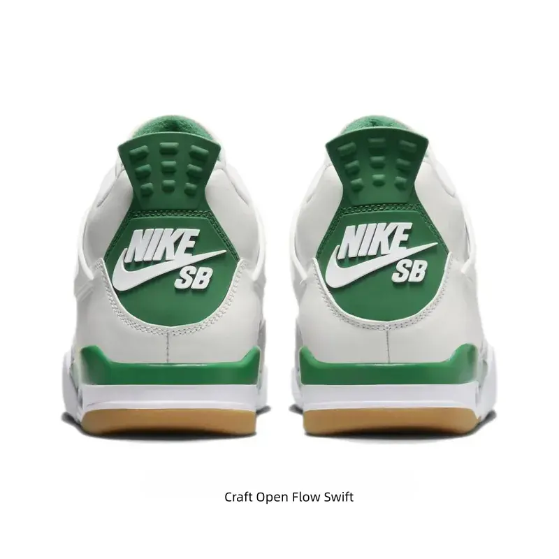 White and Green Suede-Mesh Mid-Top Basketball Shoes