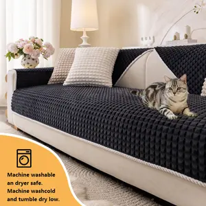 Solid color sofa cover Cozy Comfort Short Plush Sofa Cushion for Winter - Universal Fabric for All Seasons - Protects Furniture in Bedrooms & Living Rooms - Stylish Home Decor Addition