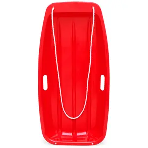 Best Choice Products 35in Kids Outdoor Plastic Sport Toboggan Winter Snow Sled Board w/ Pull Rope, 2 Handles