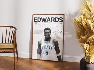 Anthony Edwards Poster, NBA Wall Print, Basketball Poster , NBA Poster Print, Sports Decor, Minnesota Timberwolves Poster, NBA Gift