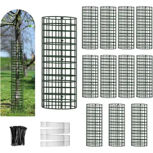 Tree Trunk Protector, 12 Pack Metal Mesh Tree Bark Protector 5'' Dia x 16-1/2'' H with Zip Ties & Stakes, Expandable tree guards trunk protector, Tree Protectors from , Trimmers (12 Packs)