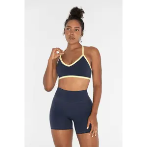 V-Neck Bra - Navy/Lemon