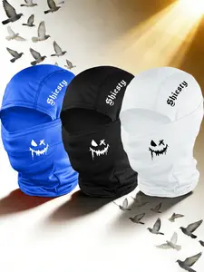 3pcs/2pcs/1pc Unisex Smiling Face and Letter Full Balaclava Mask Neck Gaiter Headwear Breathable Mask for Men Women Outdoor Sports Hiking Fishing Commuting Suitable for Daily Wear