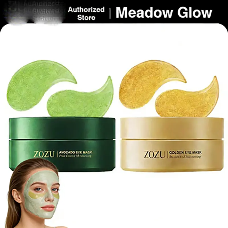 Avocado & Gold Foil Dual-Effect Topical Eye Patches - Moisturizer, Soothing, Brightening, Glowing, Anti-Puffiness, Hydrating, Repairing Daily Essential Eye Treatment (Daytime, Nighttime Use)