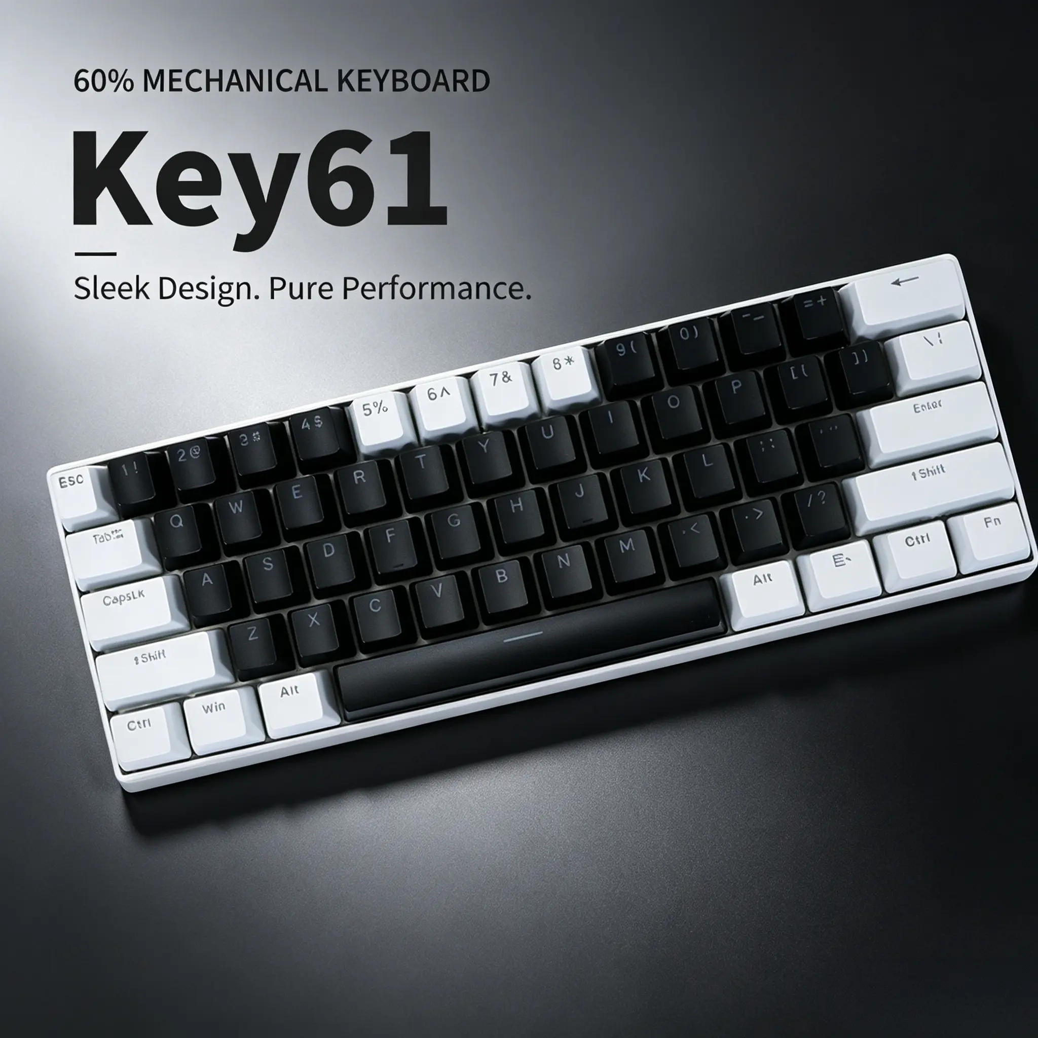 61-Key 60% Hot-Swappable Mechanical Keyboard, Anti-Greasy Keycaps, RGB Lighting Compact Gaming Keyboard for Desktop Computers