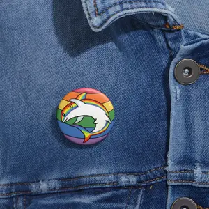 Rainbow shark Pin Buttons, ocean, sea, animals, pride, lgbtq
