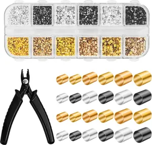 Crimp Beads Jewelry Making 2200 Pieces 3 Sizes &  Beads Bracelets Keychain Making Kit