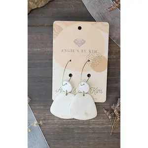 White and Gold Everest Oval Dangle Earrings