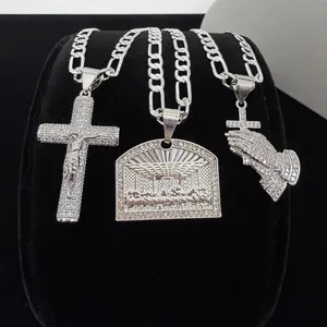 Religious Necklaces Silver Plated Cross San Judas Lady Of Guadalupe