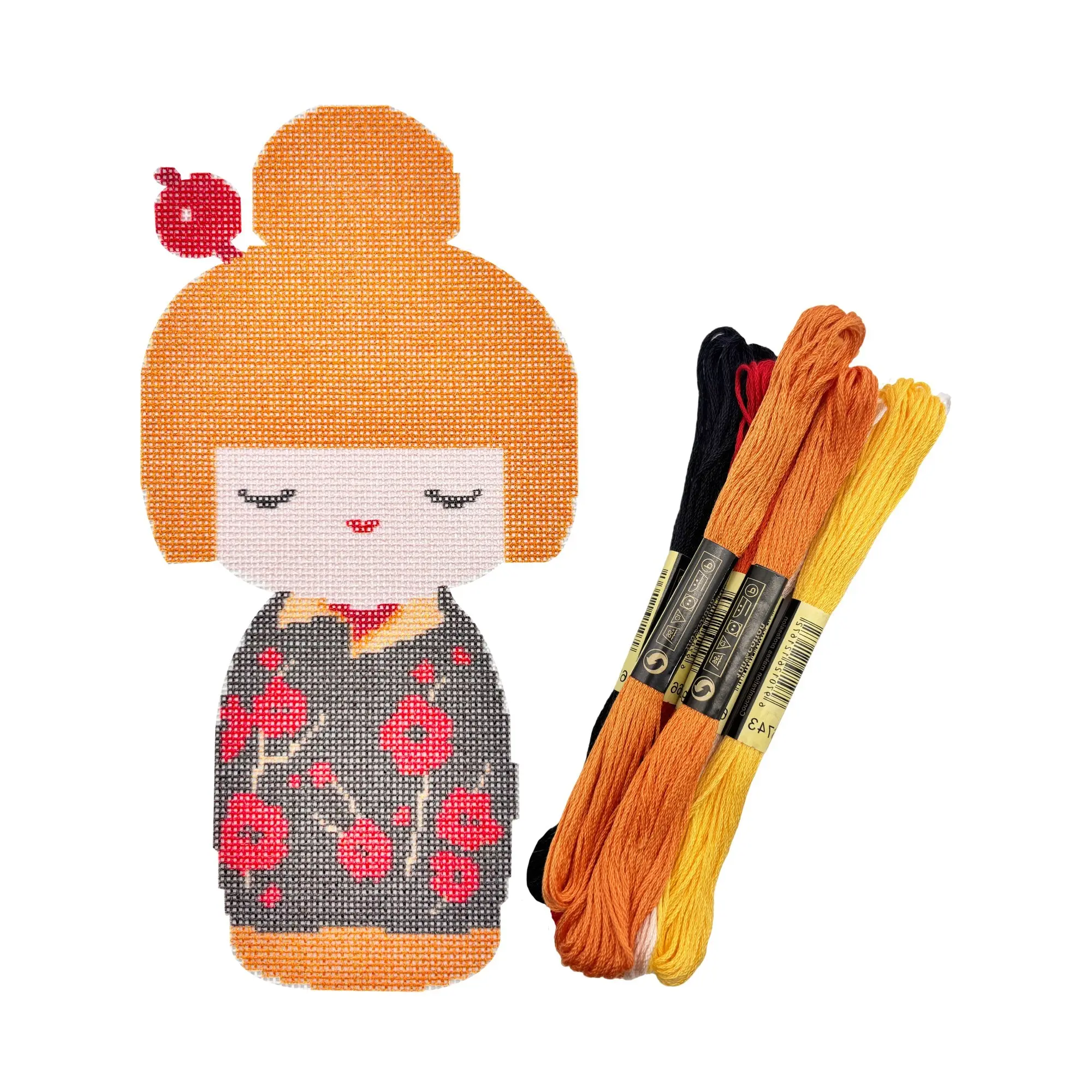 Japanese Doll-Wintersweet Needlepoint Kit, Sewing Craft Kit for Home Room House Decor, Whimsical Home Decor Craft Project