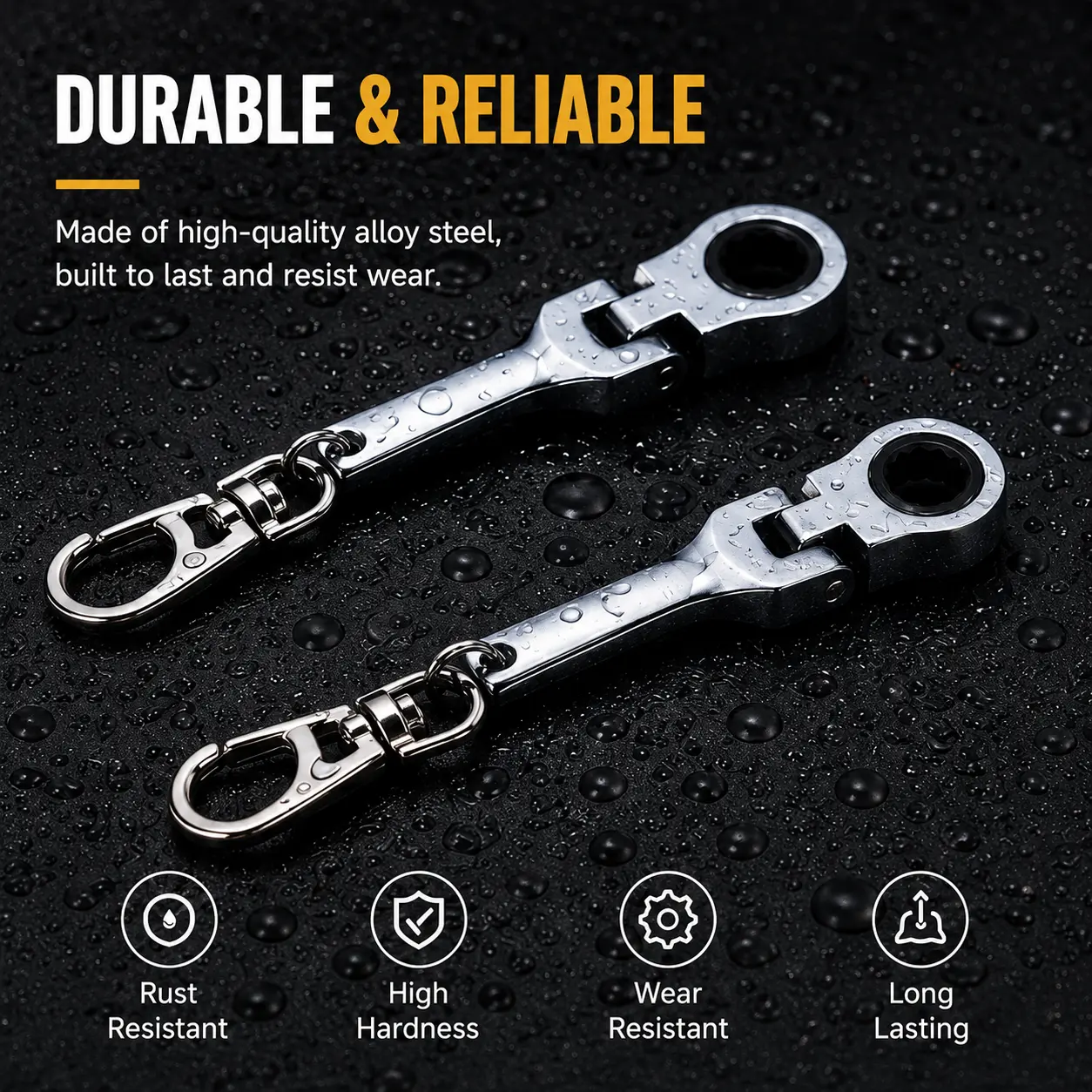 Portable 10mm Ratchet Wrench Metal Keyring Mini Keychain Adjustable Handle Tool Key Chaincars accessories auto accessories car essentials car decoration car decor