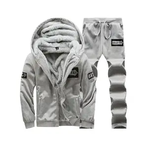 Men? Velvet-Lined Hooded Tracksuit Set? Cozy winter athleisure loungewear set featuring a zip-up hoodie and joggers; streetwear gift for men; graphic T-shirt; polyester fabric
