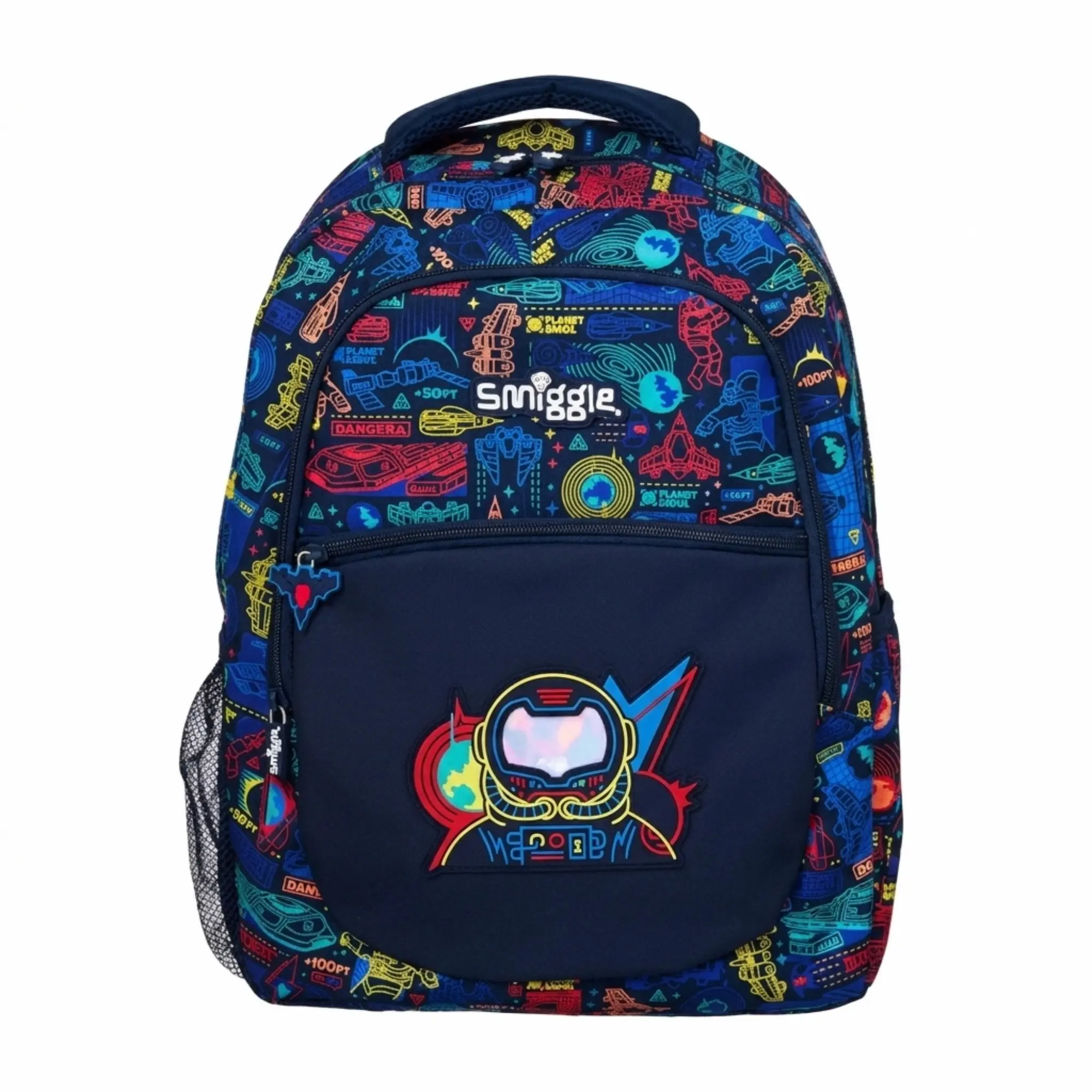 Smiggle Navy Outer Space Astronaut School Backpack Galaxy Rocket Printed Bookbag Large Travel Bag for Boys