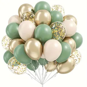 50 gold, white, gray green, metallic latex, gold confetti balloon arch kits, Party Balloons Decorations, suitable for weddings, birthdays, parties, engagement parties, garden decorations