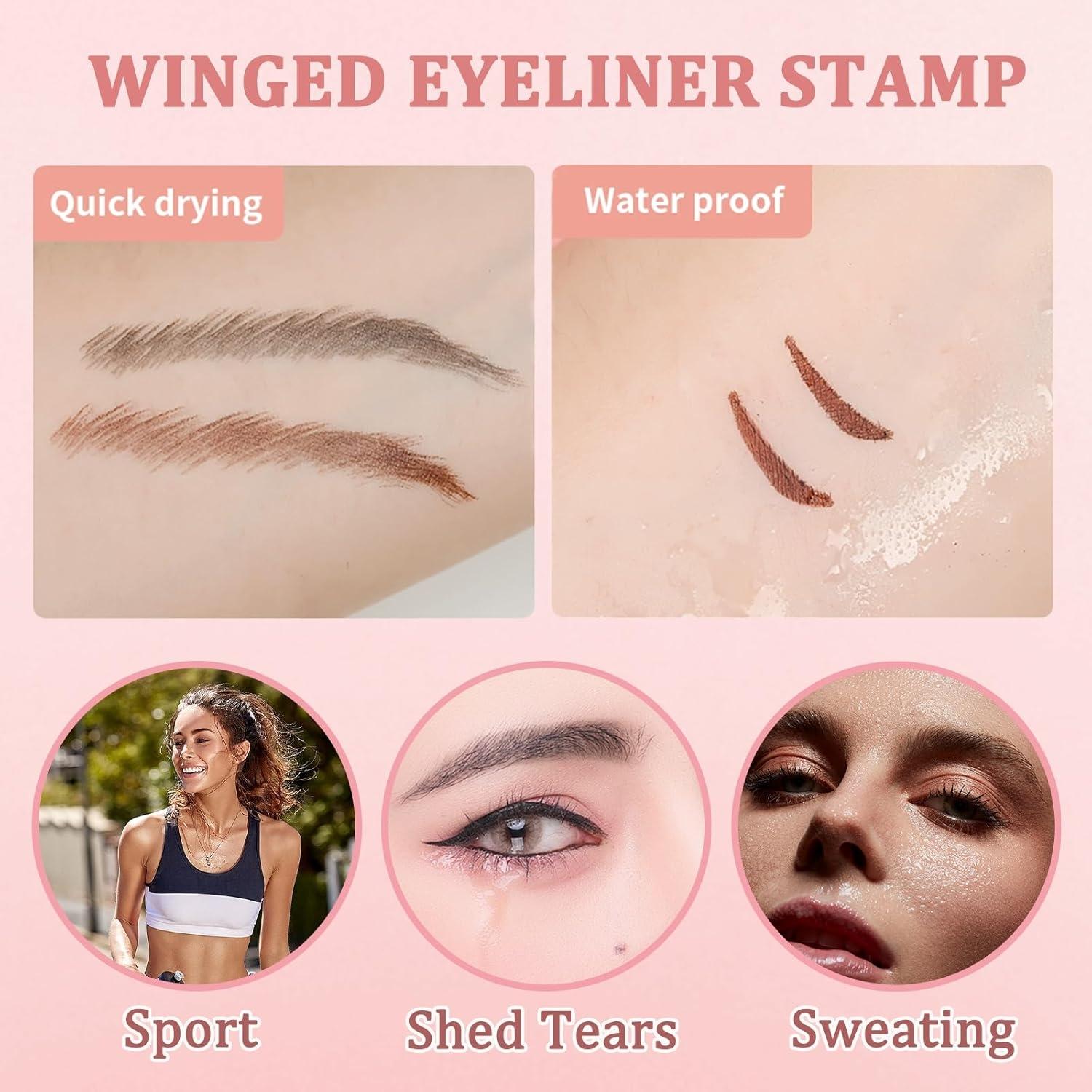 Mother's Day Rotating Eyeliner Stamp Pen - Dual-Head Design with Wing Stamp, Quick-Dry, Long-Lasting, Smudge-Proof for Easy Cat Eye, Sharp Winged Lines All-Day Wear Beginners Friendly Makeup Tool