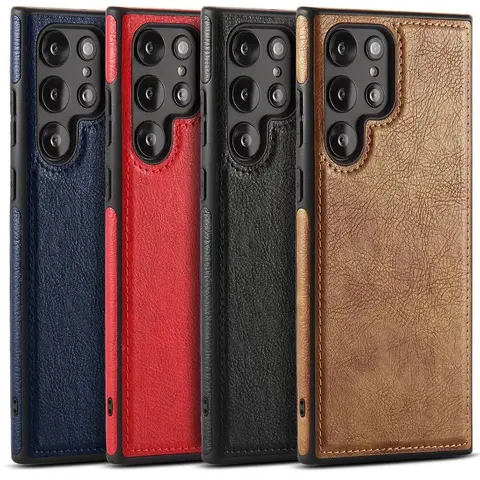 Premium Shockproof Slim-Fit PU+TPU Leather Smartphone Case for Samsung Galaxy Series (S26, S25, S24 Ultra, S23, S22 Plus Ultra) - Wireless Charging Compatible Cellphone Accessory with Raised Lip Protection