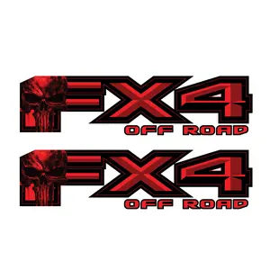 FX4 Off Road Skull Decal Replacement Sticker F 150 Bedside / Red