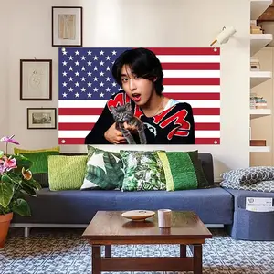 SKZ Han & Xiao Miao Kpop Rectangular Polyester Wall Tapestry, Indoors Home Bedroom Decor Tapestry Wall Hanging with Brass Grommets, Dorm Accessory, Unique Gift for Kpop Fans