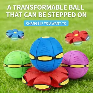 6 LED Lights Children's Bouncing Ball Magic Flying Saucer Bouncy Ball for Parent-child Interaction Flat Ball Disc Toy Educational Body Exercise Reaction Thickened Explosion-proof Smooth Play