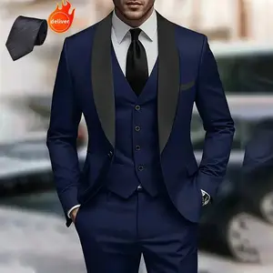 2025 new men’s three-piece suit: a solid-color green outfit featuring a fruit-print collar, including a jacket and formal trousers, suitable for business meetings, graduation ceremonies, weddings, and parties.