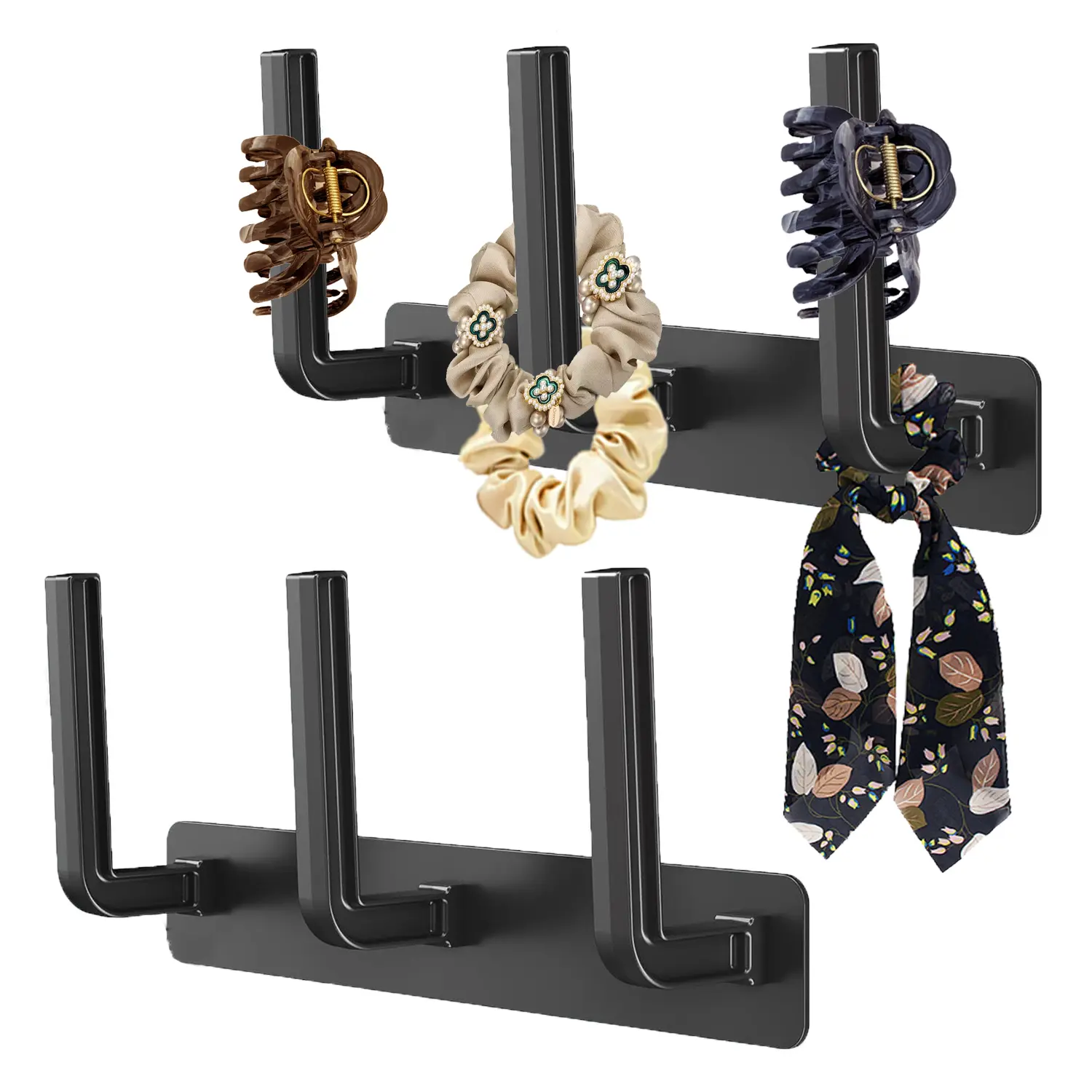 Headband Holder Stand Scrunchie Organizer, Girls Hair Accessories Organizer Storage for Headband Hairband Hair Ties, Clear Glitter Adhesive Scrunchy Holder