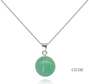 Natural Jade Beads Necklace Round Beads Green Jade Stone Minimalist Versatile Chic Women's Gift Green Jade Beads Necklace