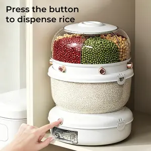 UFORU 360° Rotating Double Layer Grain Dispenser | Airtight Rice & Cereal Storage Container, 6-Compartment, Pest & Moisture Proof, Auto Dispense for Kitchen Pantry Organization