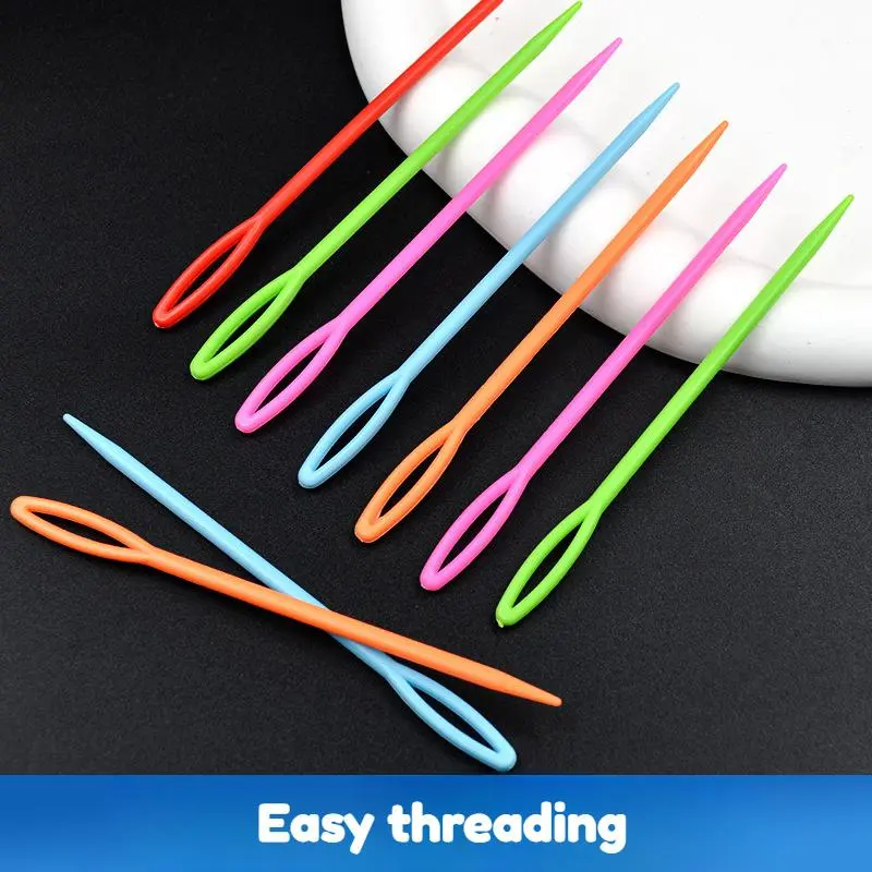 Random Color Plastic Sewing Needle, 50pcs/set Large Eye Sewing Needle, Handmade Embroidery Needle, DIY Sewing Supplies for Home Use, Needle Crafts Kit, Sewing Tools