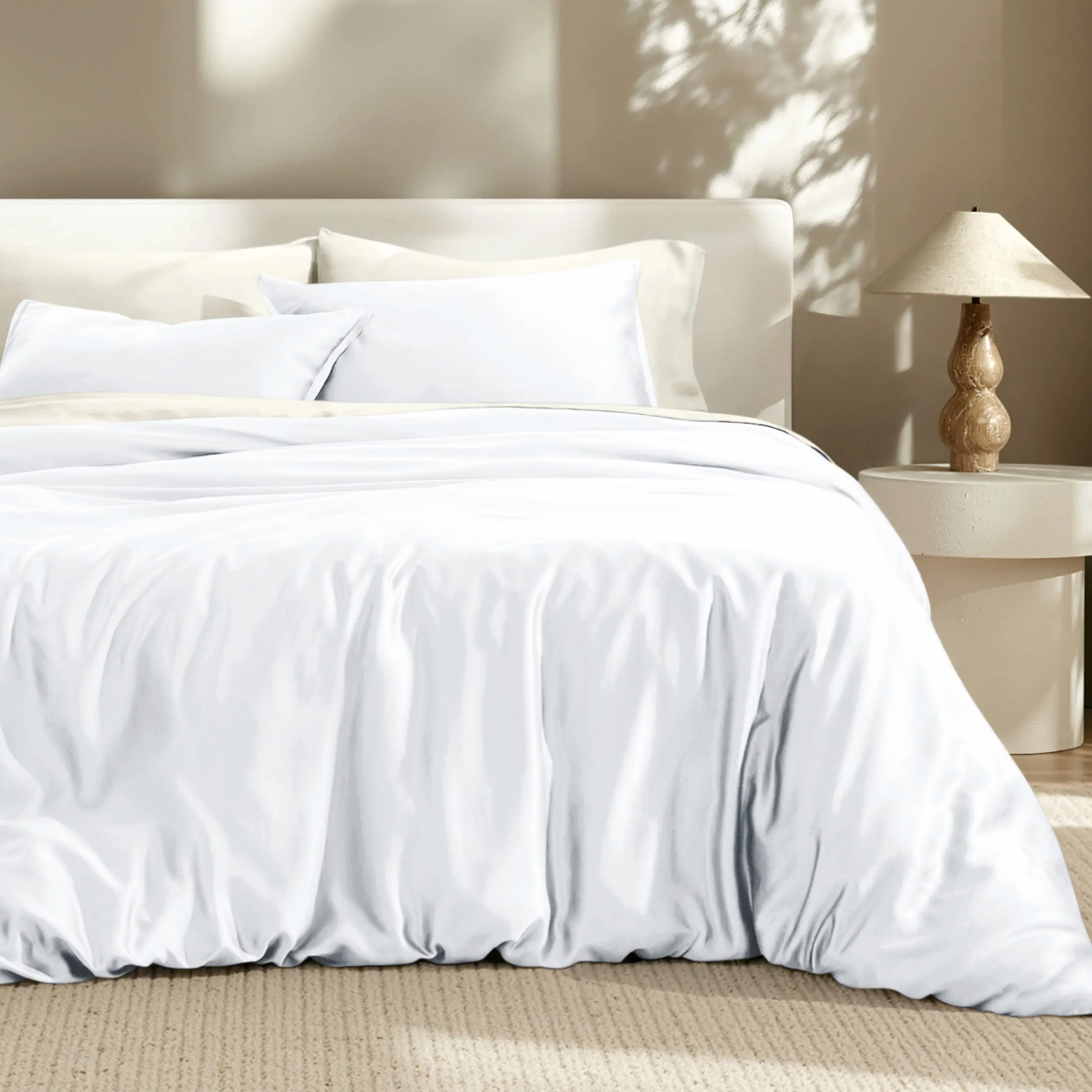 Bare Home TENCEL Lyocell Duvet Cover Set with 2 Pillow Shams - Eucalyptus-Derived, Soft, Solid, Internal Ties Attach to Duvet Insert, Neat & Tidy Look, Normal Cycle Wash with Similar Colors, US Twin/Twin XL, Queen Sizes